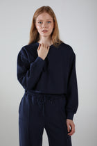 Cropped Crewneck Sweatshirt / Midnight Navy