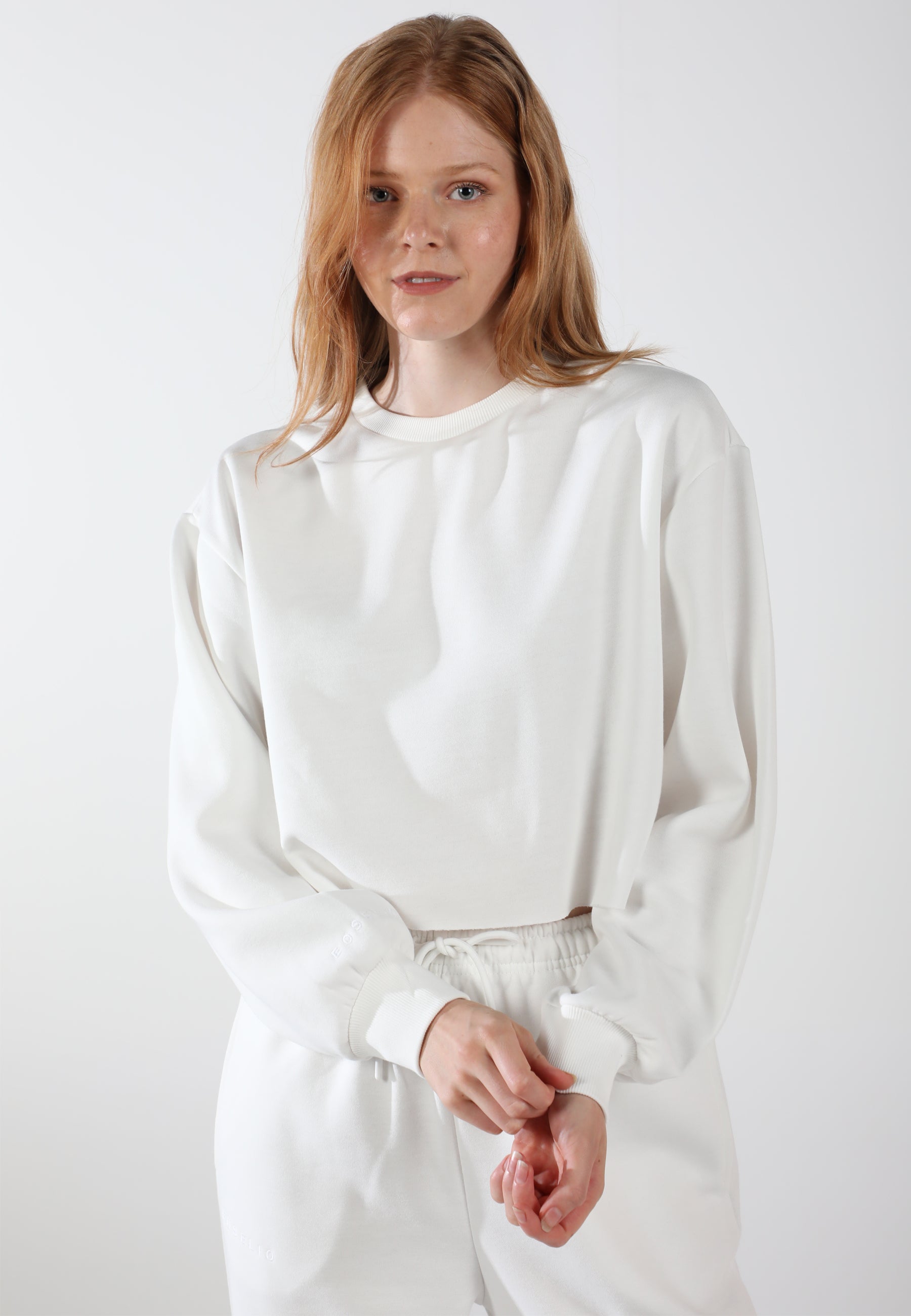 Cropped Crewneck Sweatshirt / Cloudy White