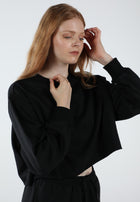 Cropped Crewneck Sweatshirt / Inky Black