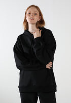 Übergroßer Hoodie / Tintenschwarz