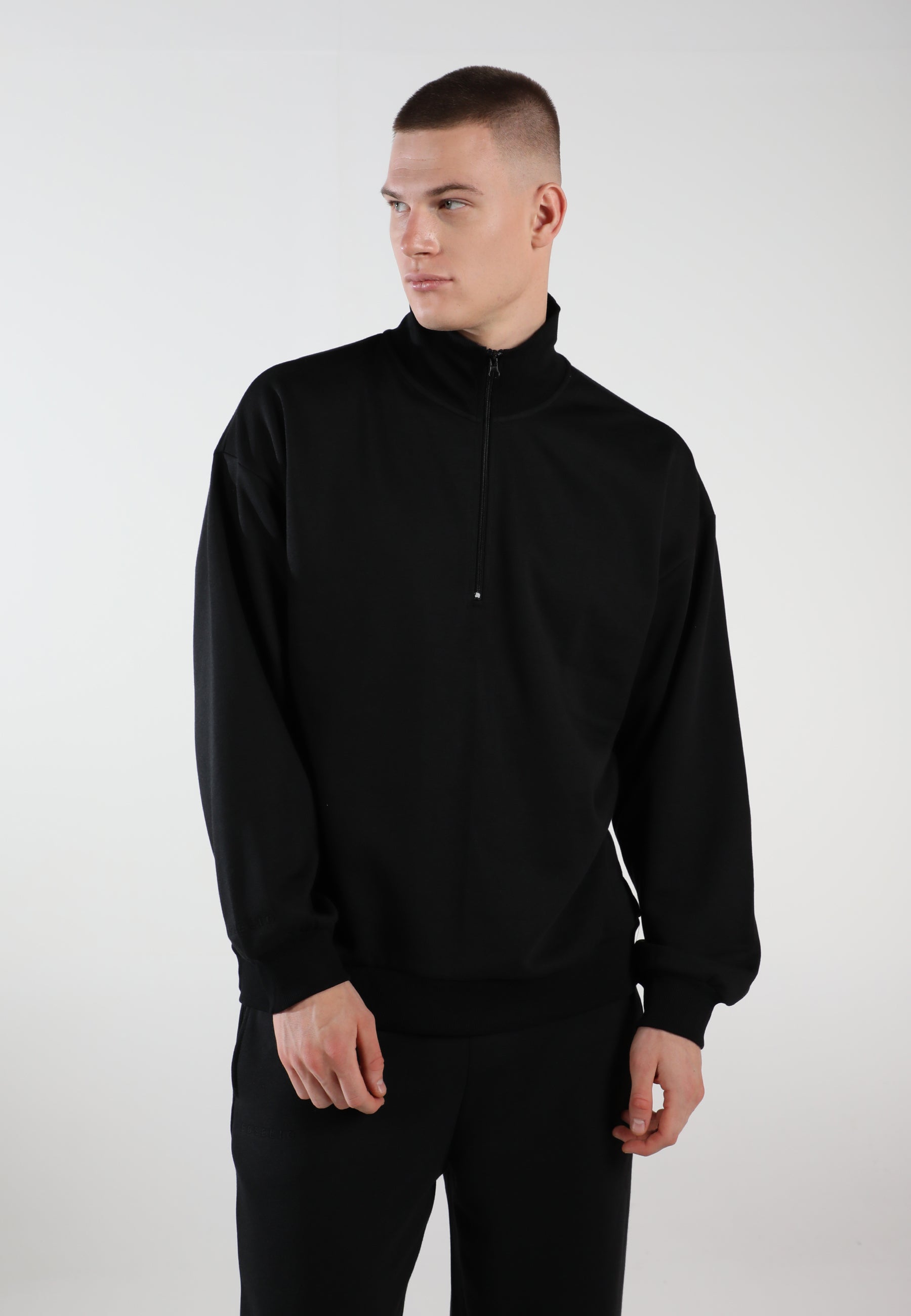 Half-Zip Pullover Sweatshirt / Inky Black