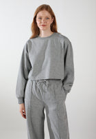 Cropped Crewneck Sweatshirt / Moon Grey