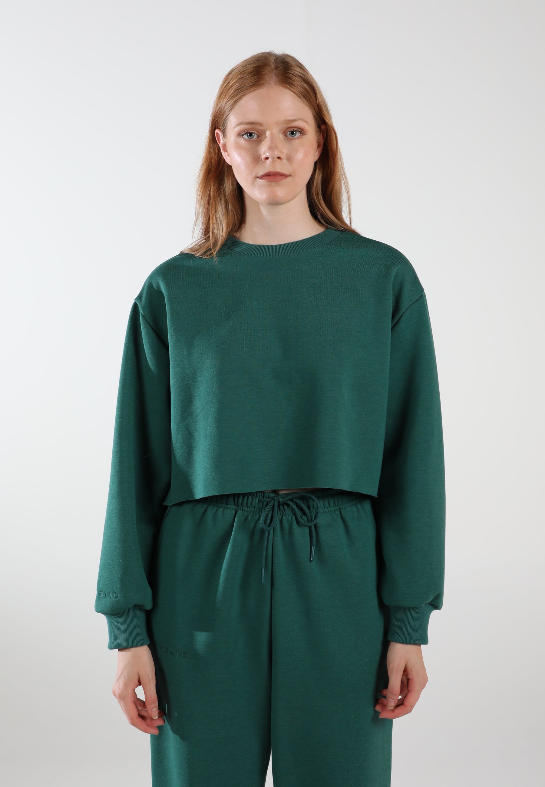 Cropped Crewneck Sweatshirt / Evergreen