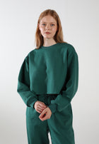 Cropped Crewneck Sweatshirt / Evergreen