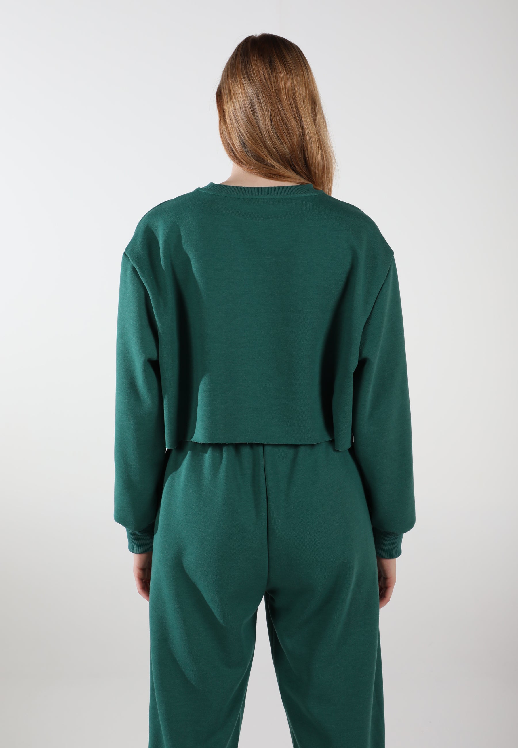 Cropped Crewneck Sweatshirt / Evergreen