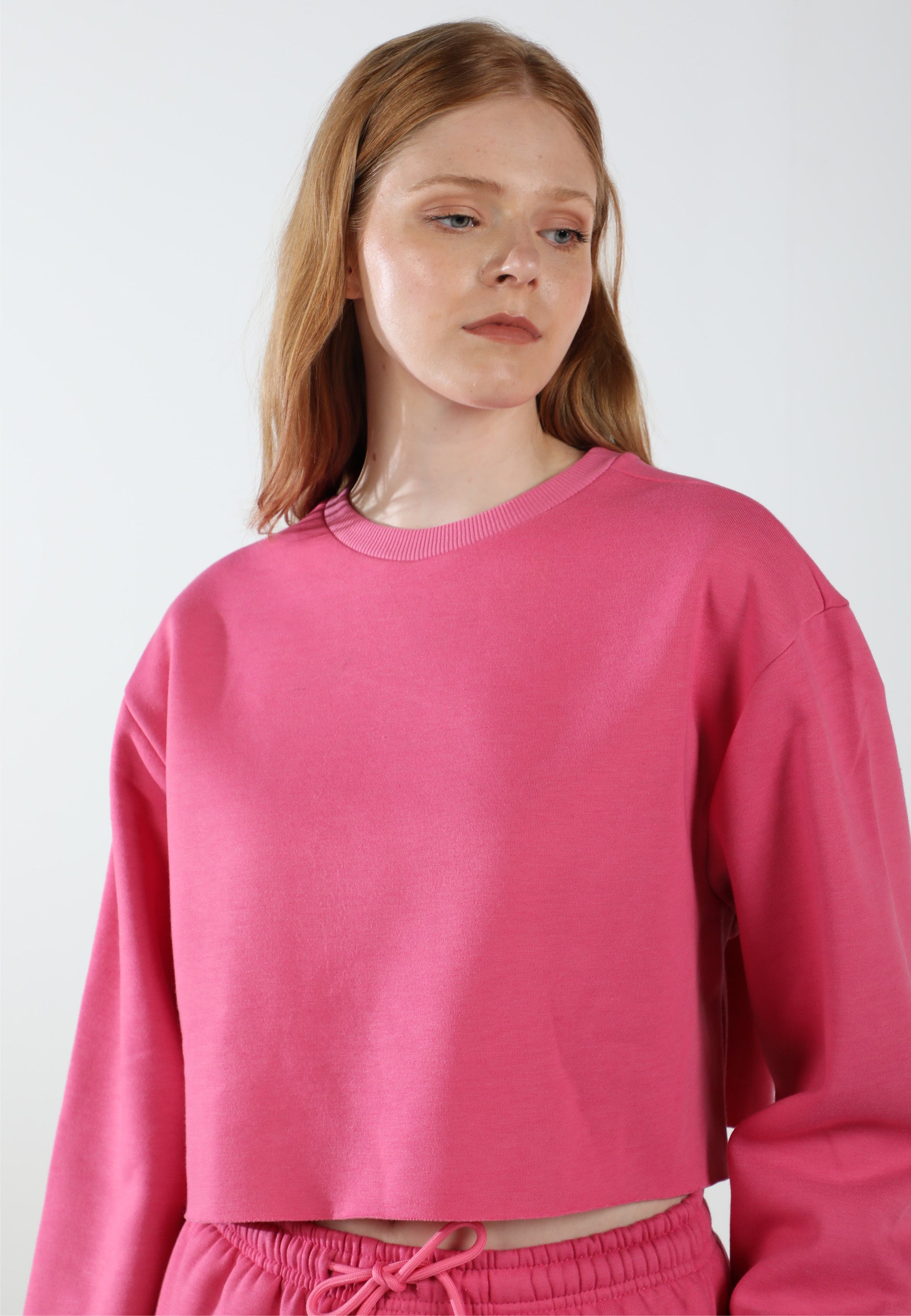 Cropped Crewneck Sweatshirt / Lover Pink