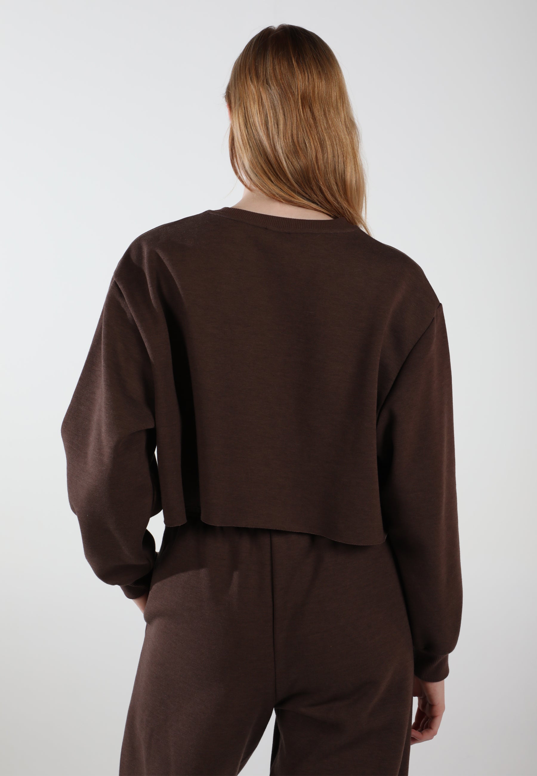 Cropped Crewneck Sweatshirt / Espresso Brown