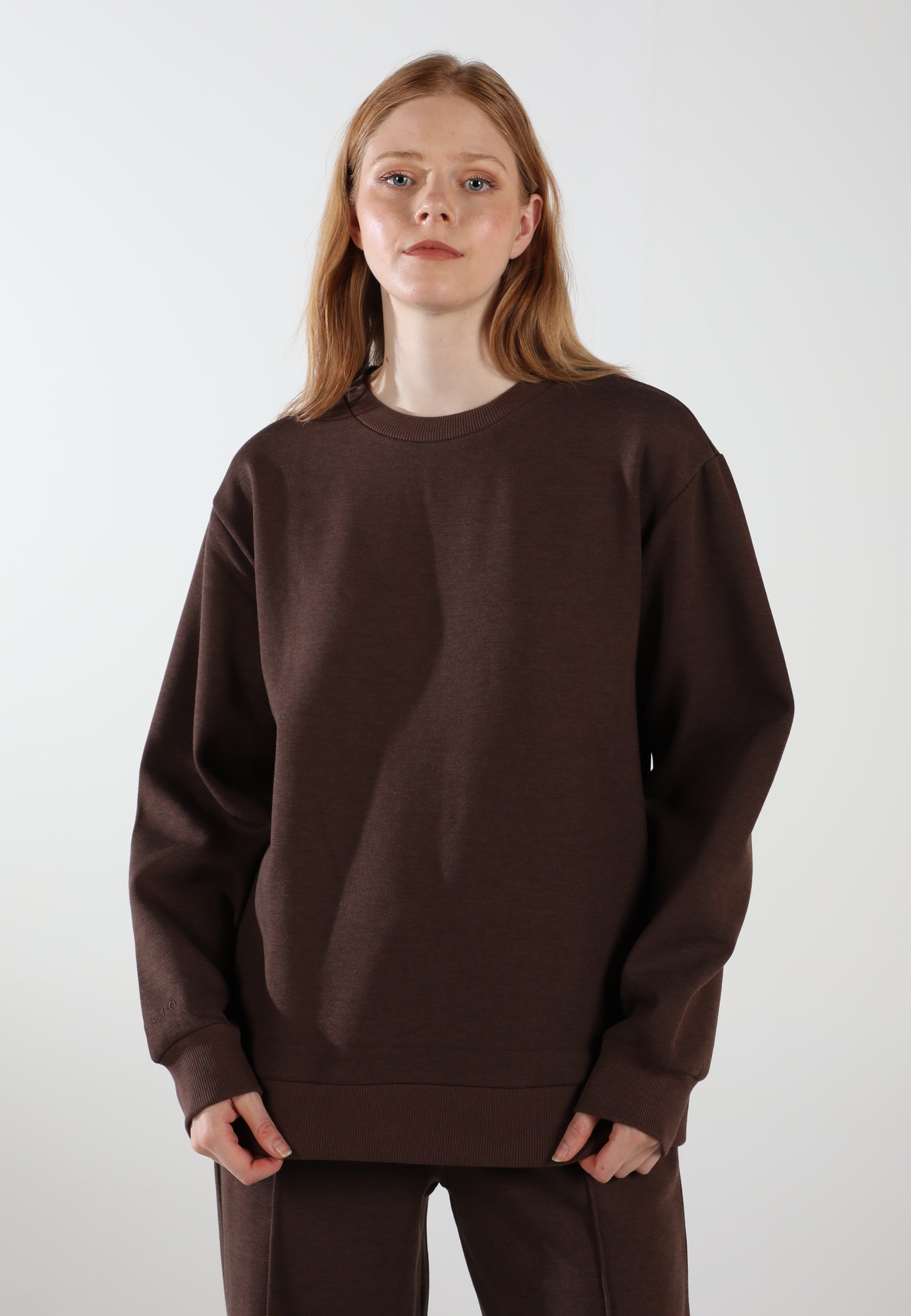 Oversized Crewneck Sweatshirt / Espresso Brown