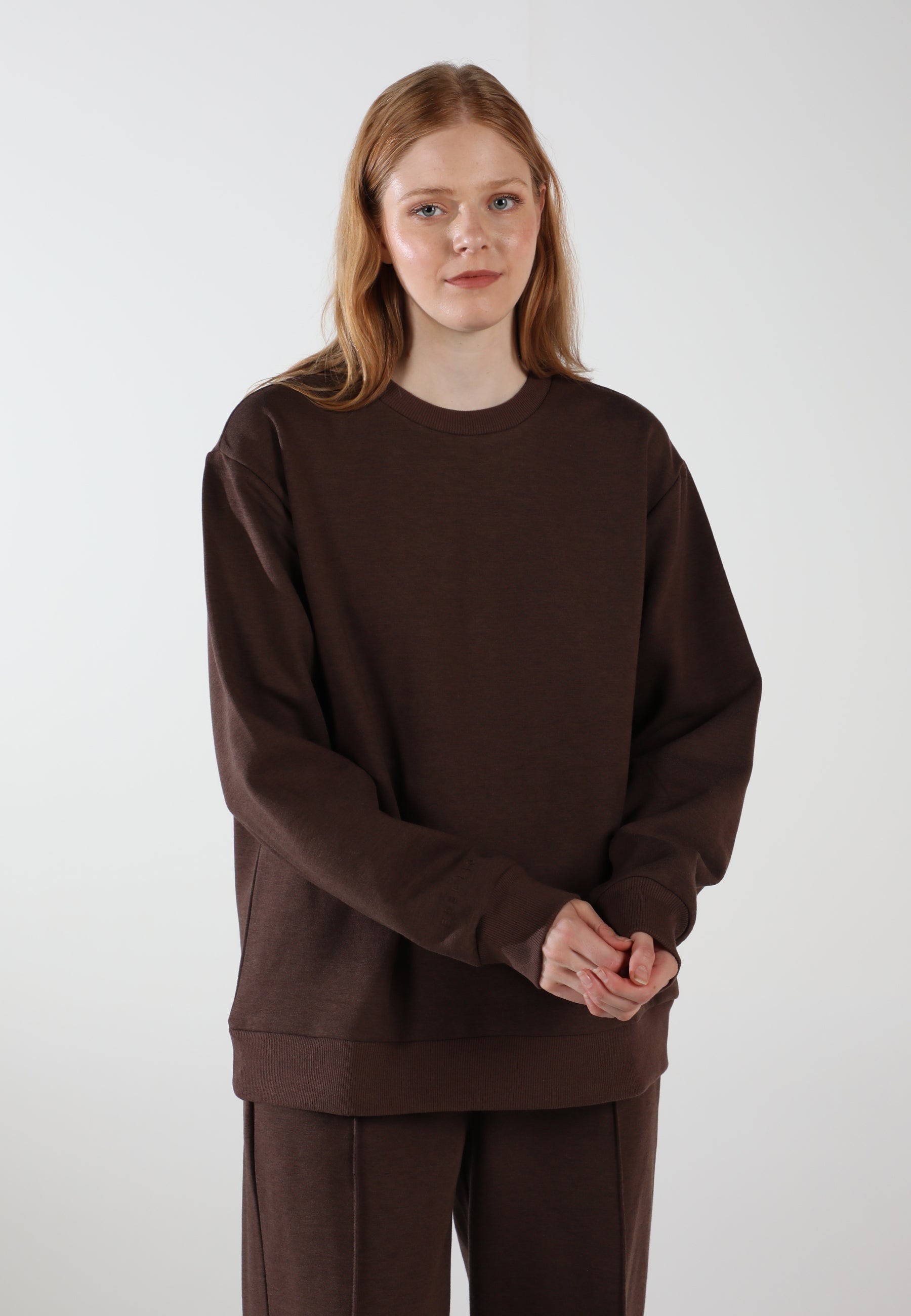 Oversized Crewneck Sweatshirt / Espresso Brown