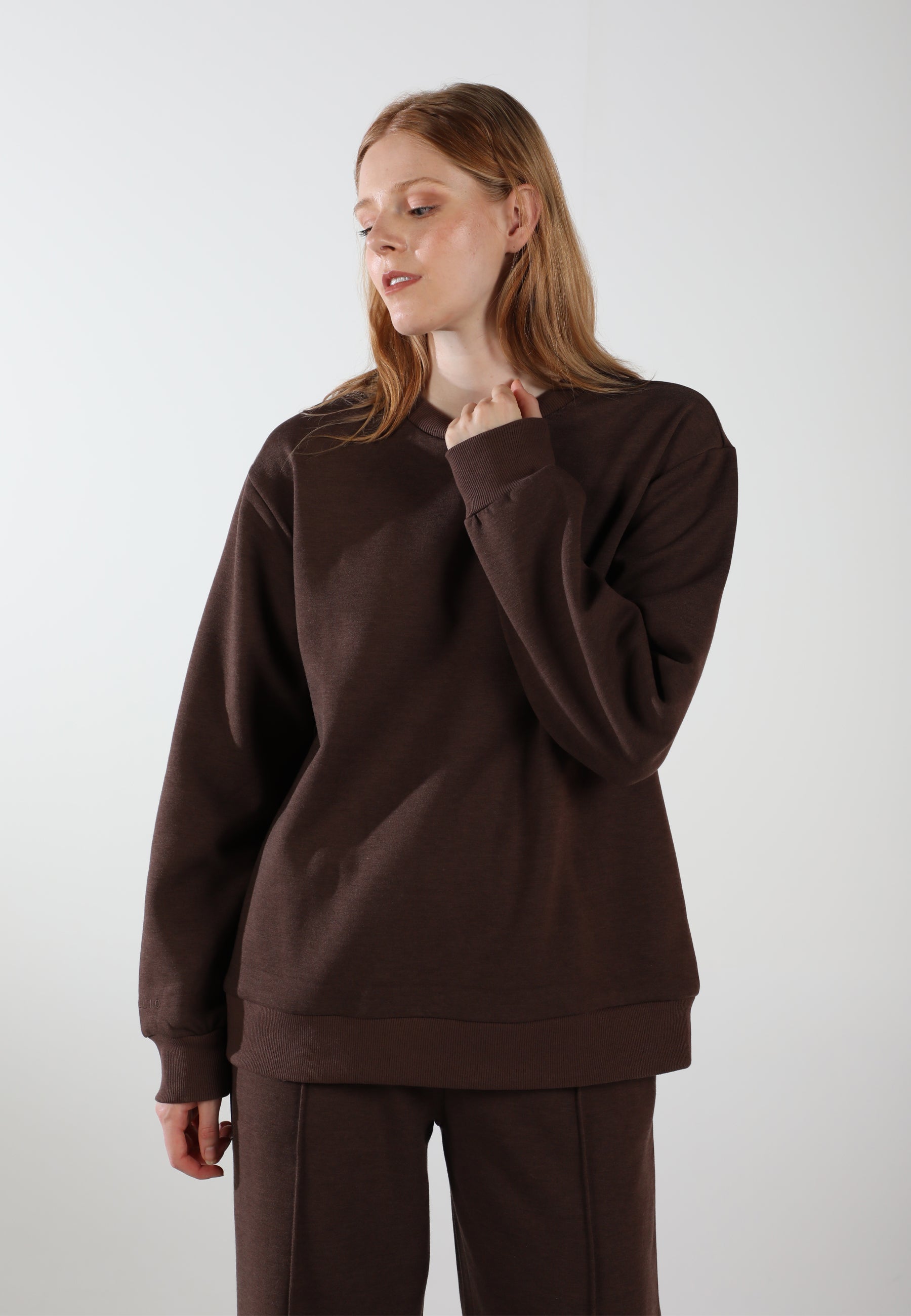 Oversized Crewneck Sweatshirt / Espresso Brown