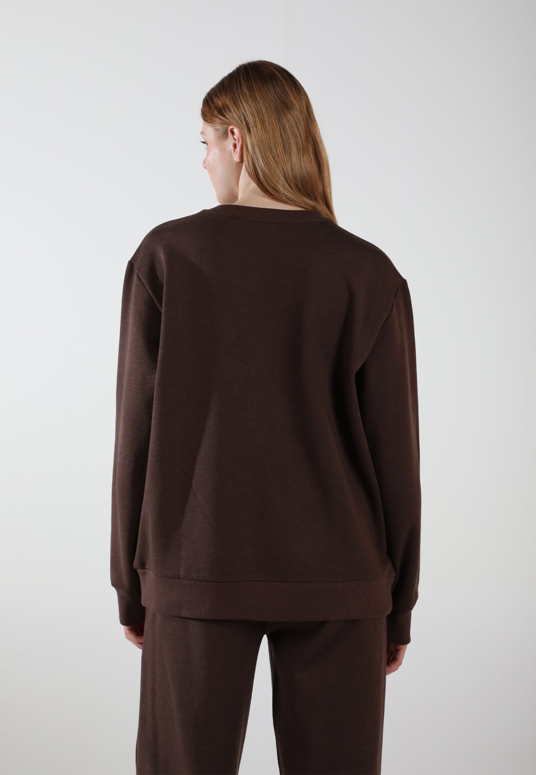 Oversized Crewneck Sweatshirt / Espresso Brown