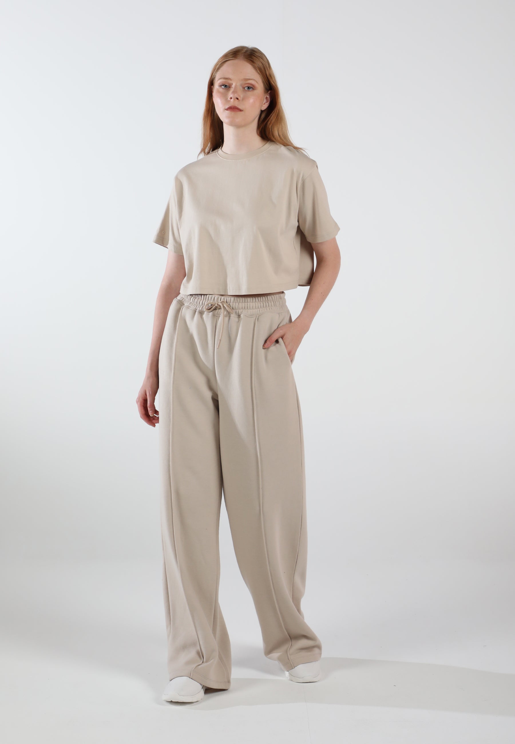 Oversized Wide Leg Palazzo Pants / Creamy Beige
