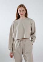 Cropped Crewneck Sweatshirt / Creamy Beige