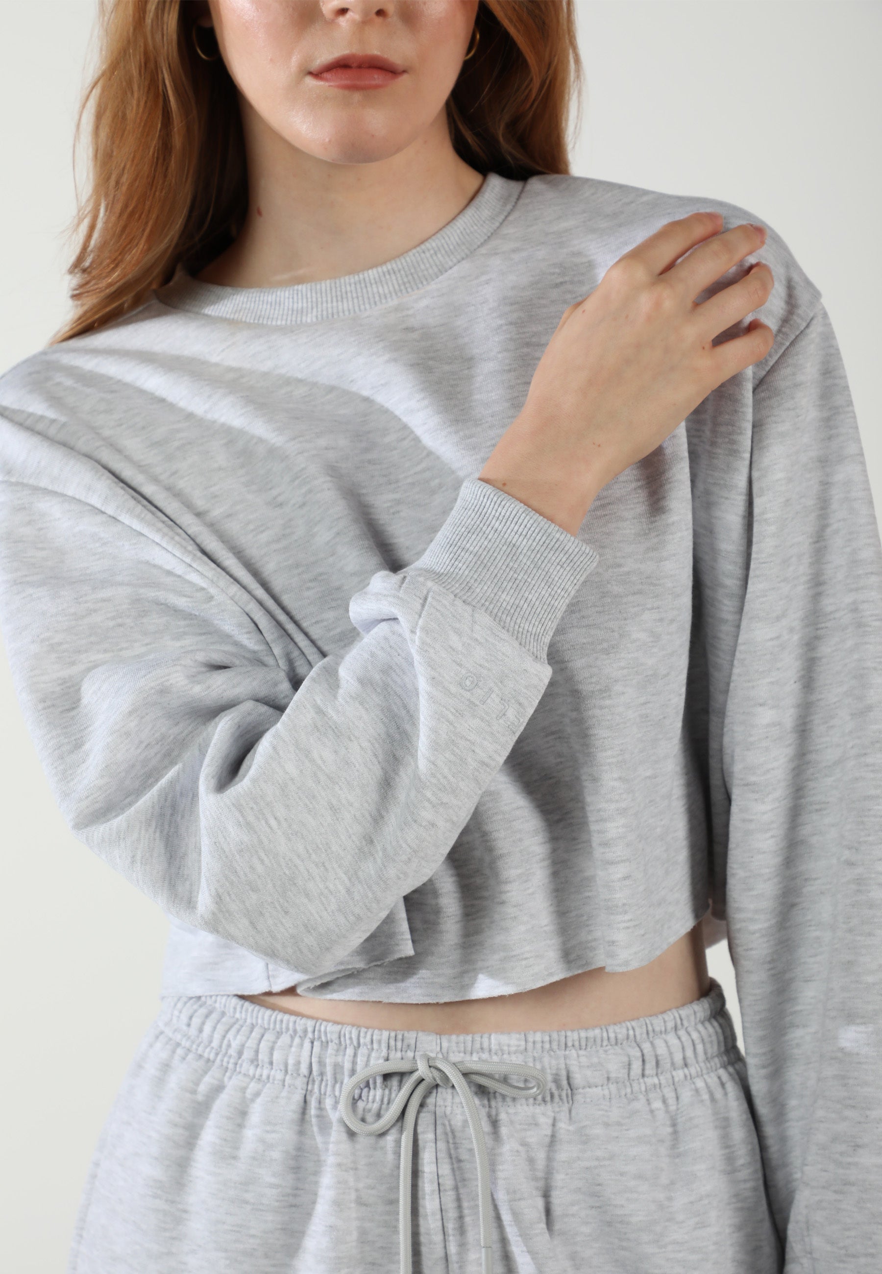 Cropped Crewneck Sweatshirt / Airy Grey