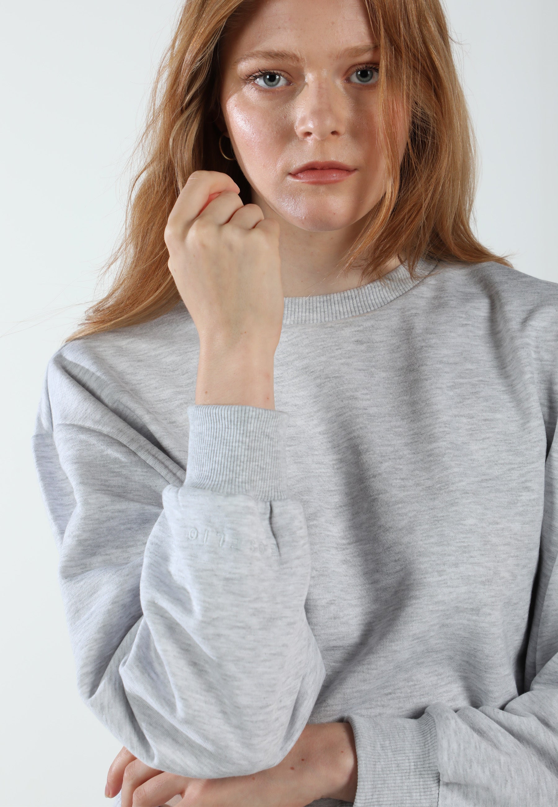 Cropped Crewneck Sweatshirt / Airy Grey