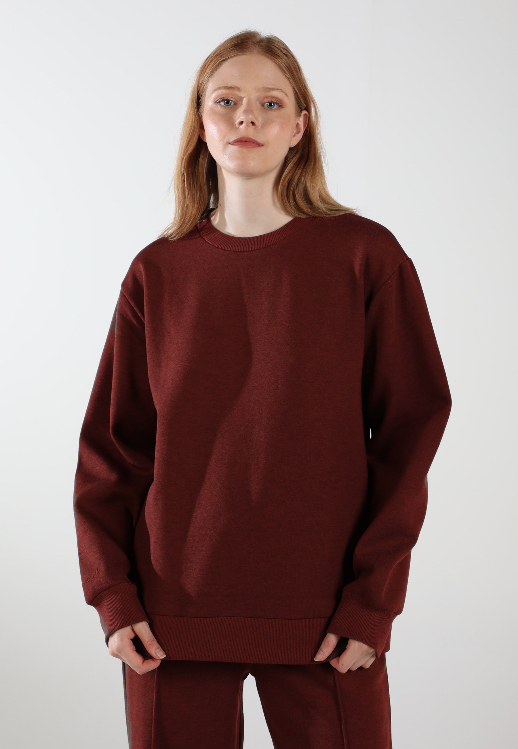 Oversized Crewneck Sweatshirt / Burgundy
