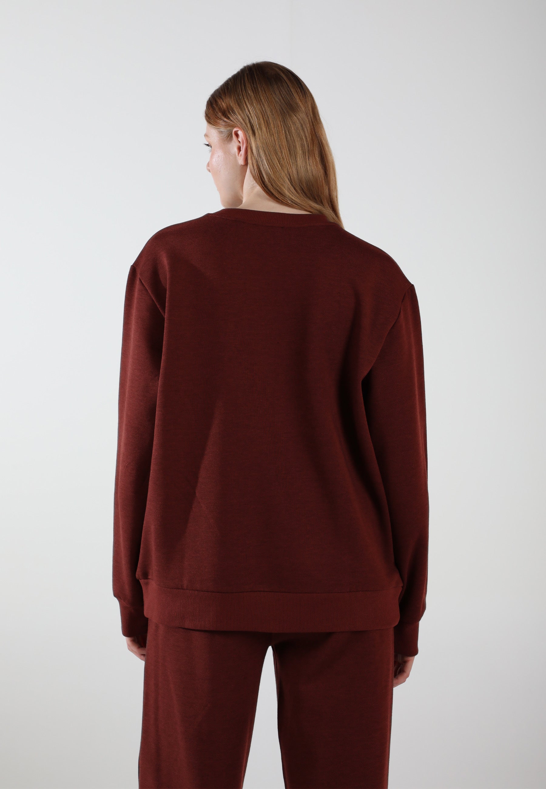 Oversized Crewneck Sweatshirt / Burgundy