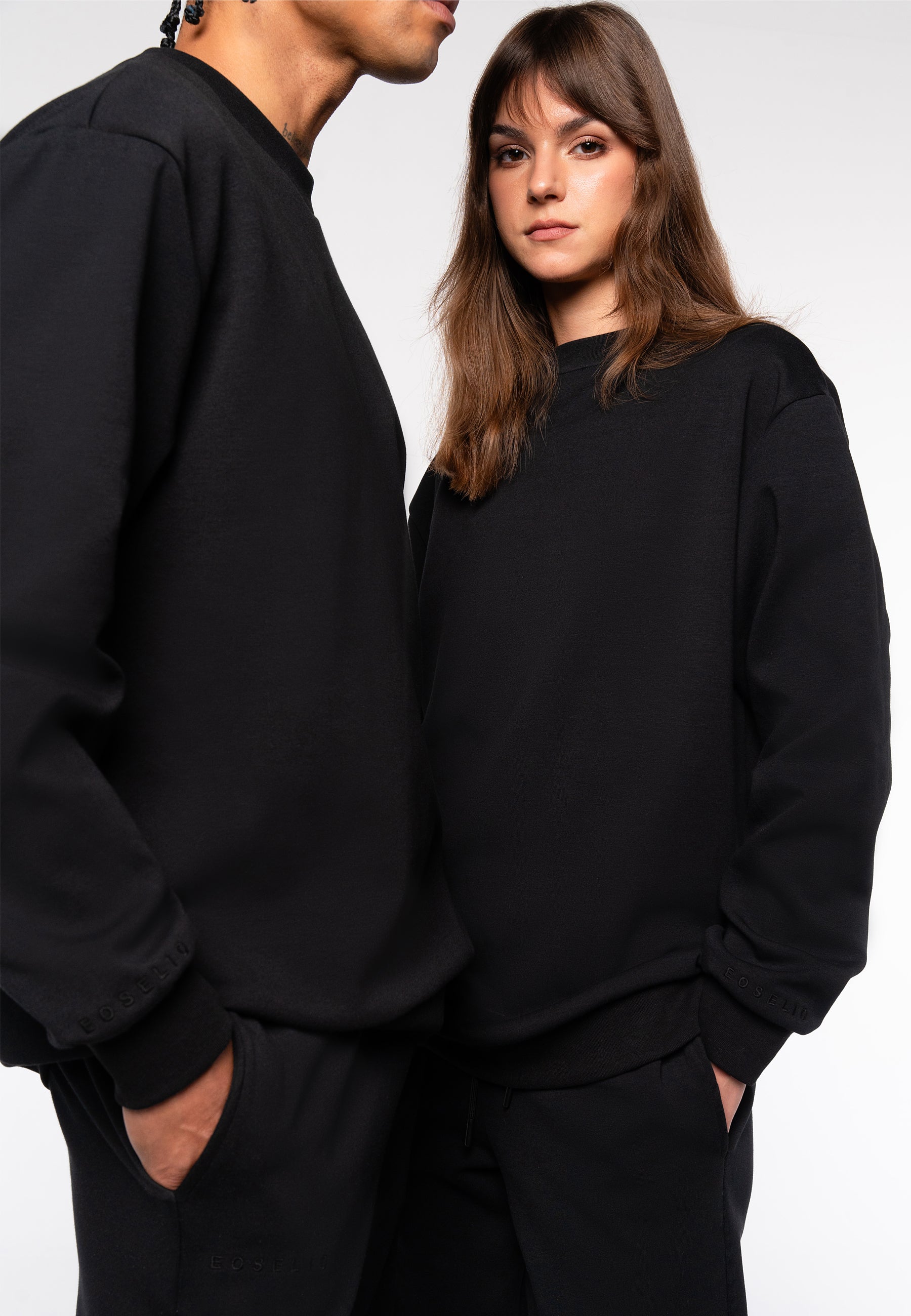 The City Sudadera holgada con cuello redondo - Negro