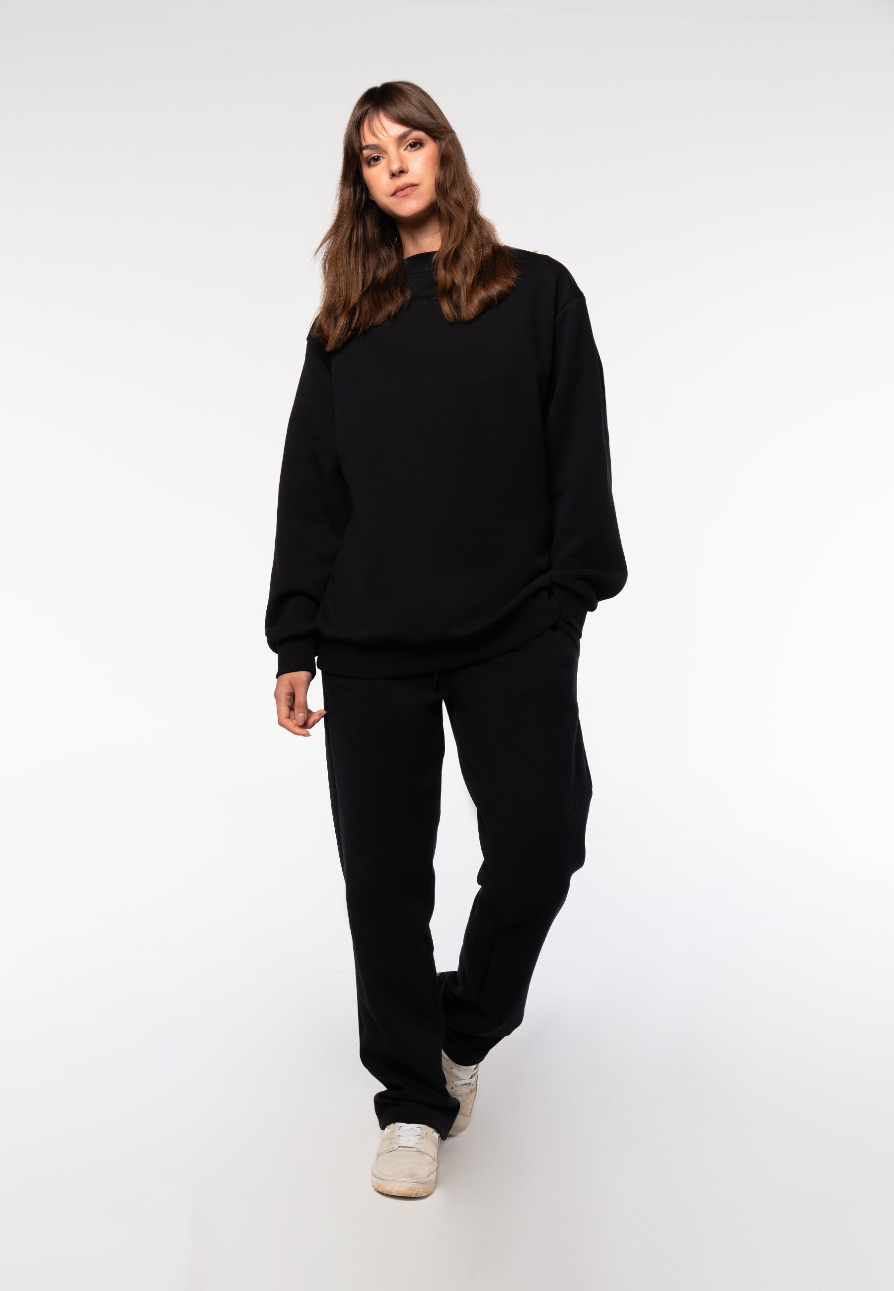 The City Sudadera holgada con cuello redondo - Negro