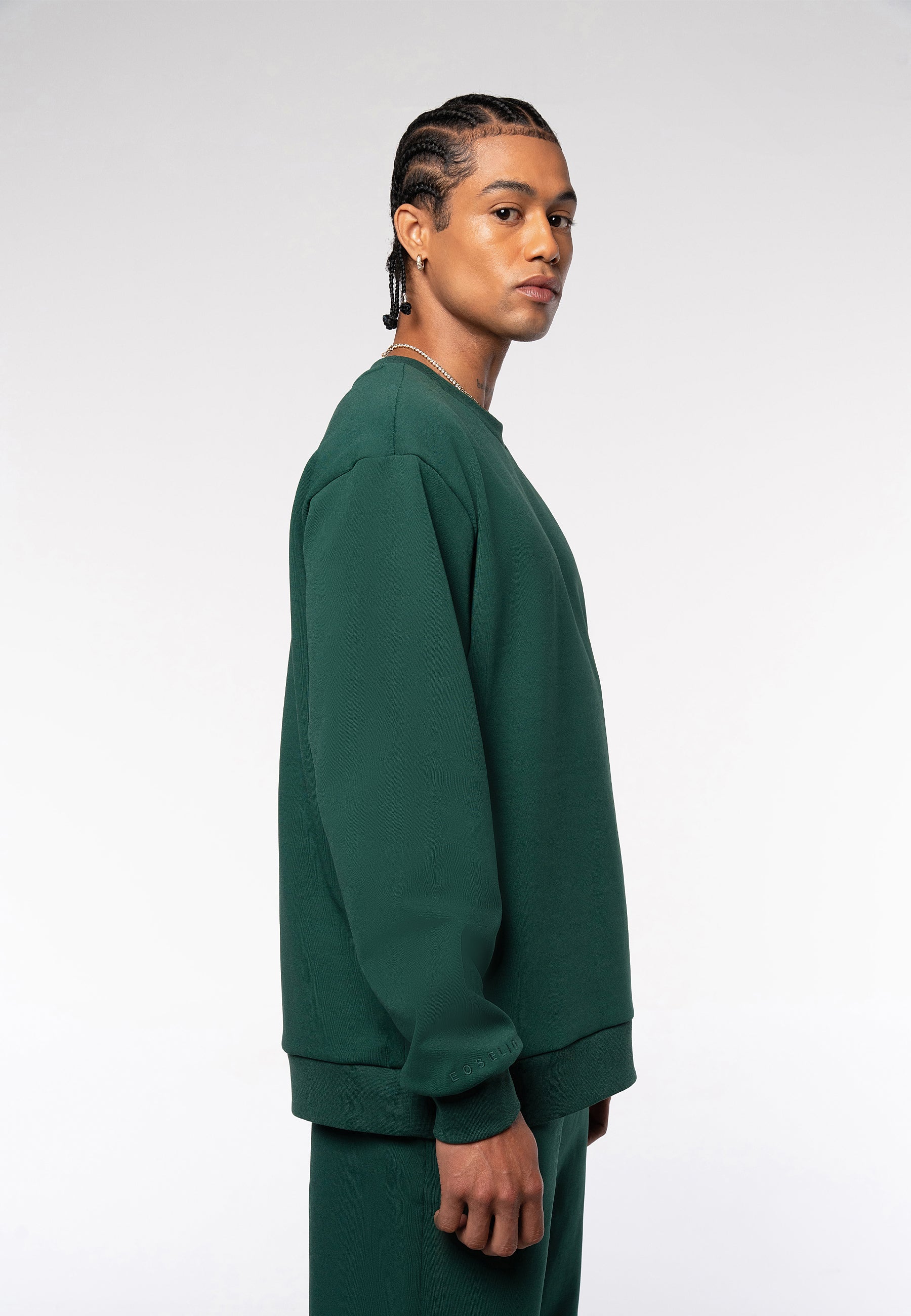 The City Sudadera holgada con cuello redondo - Verde oscuro