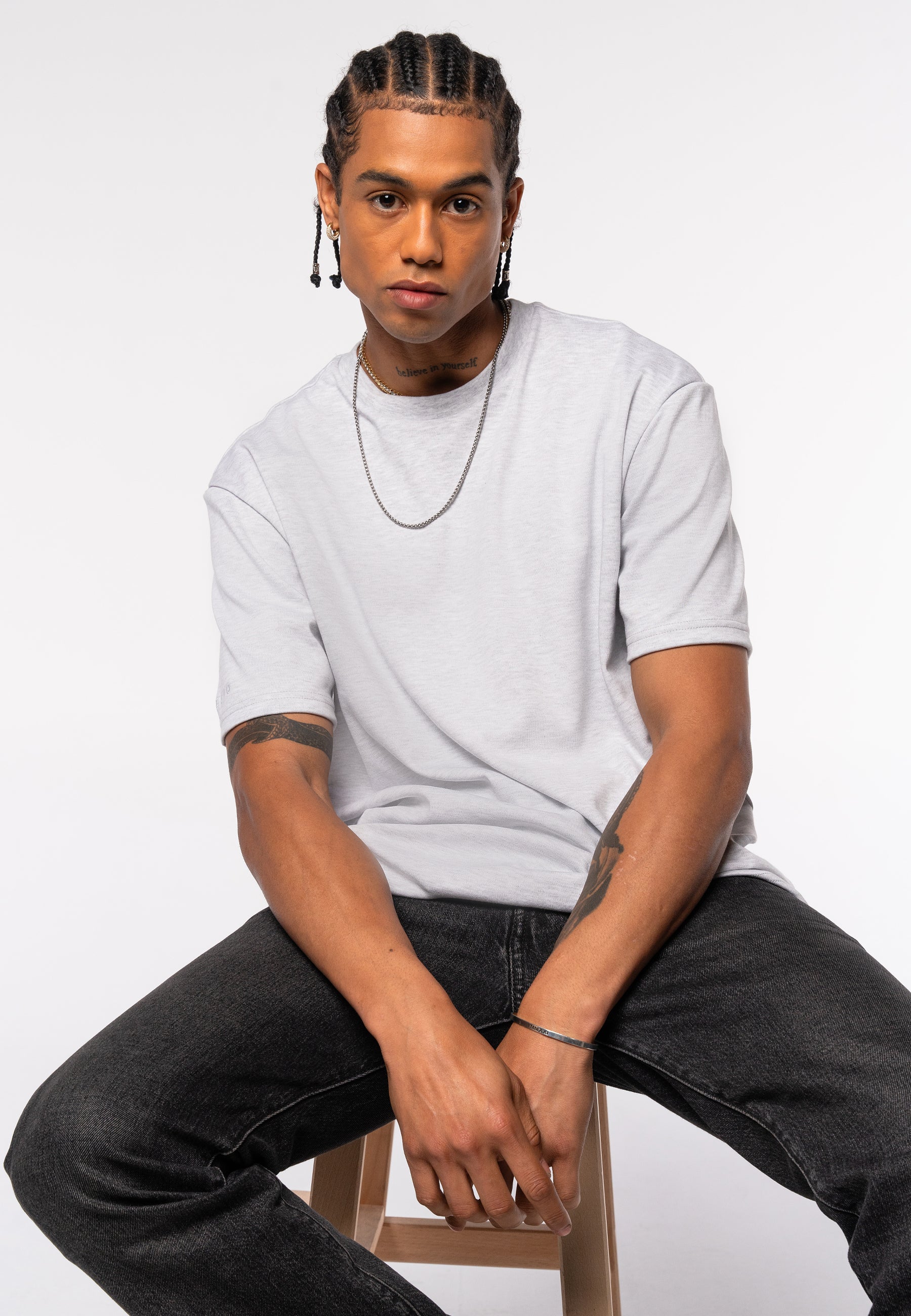 Übergroßes, schweres T-Shirt / Grau
