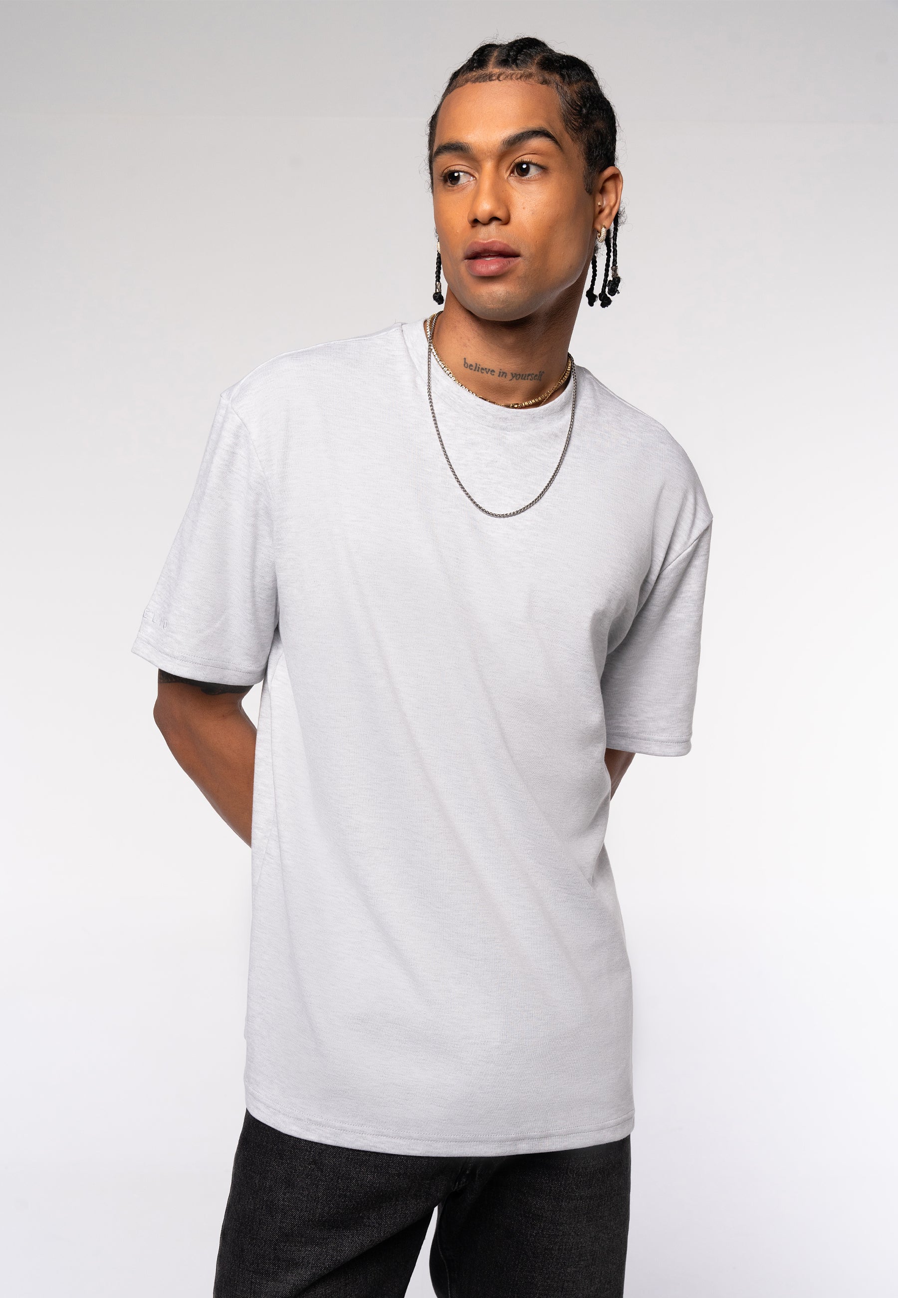 Übergroßes, schweres T-Shirt / Grau