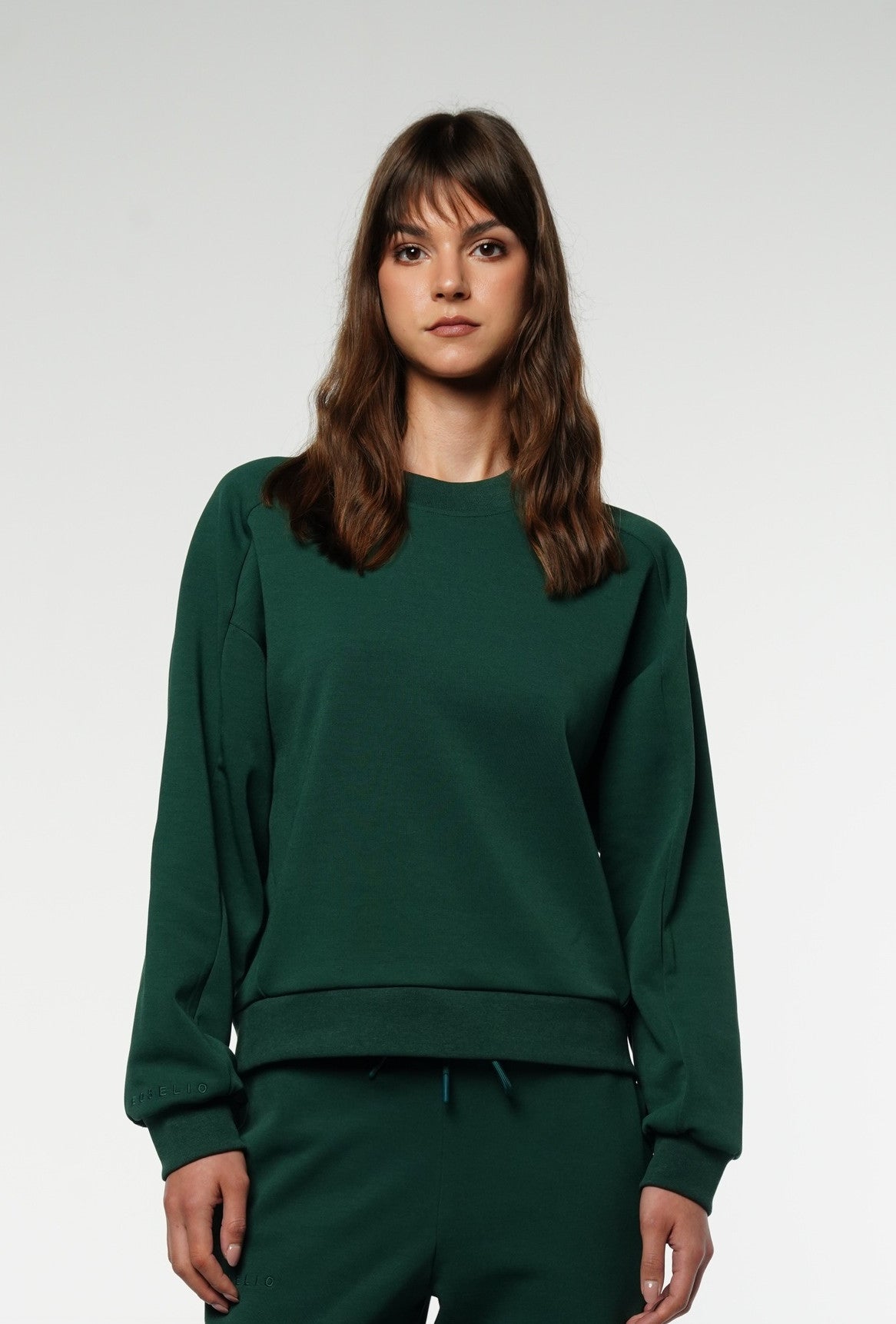 Crewneck Cropped Sweatshirt / Dark Green