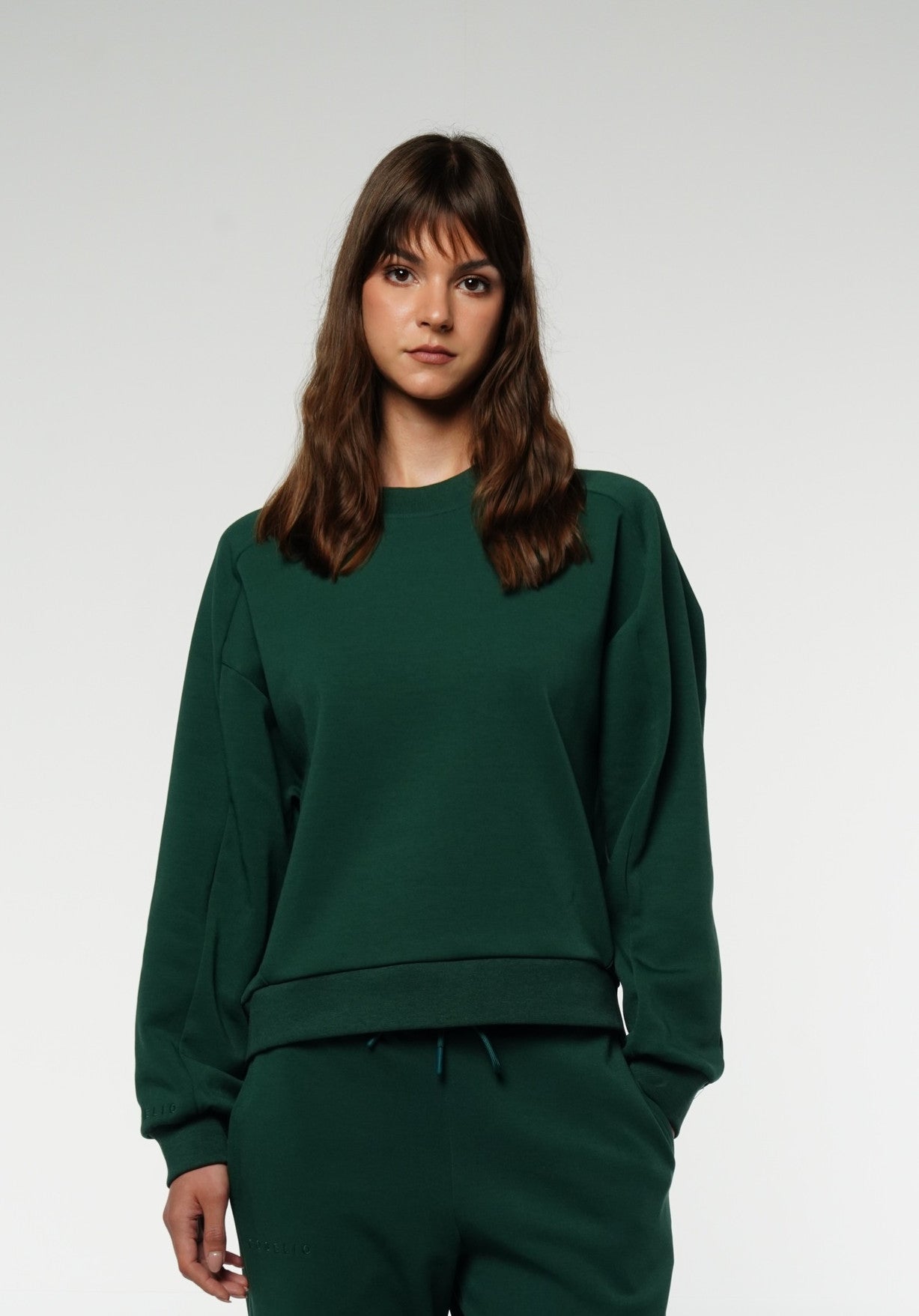 Crewneck Cropped Sweatshirt / Dark Green