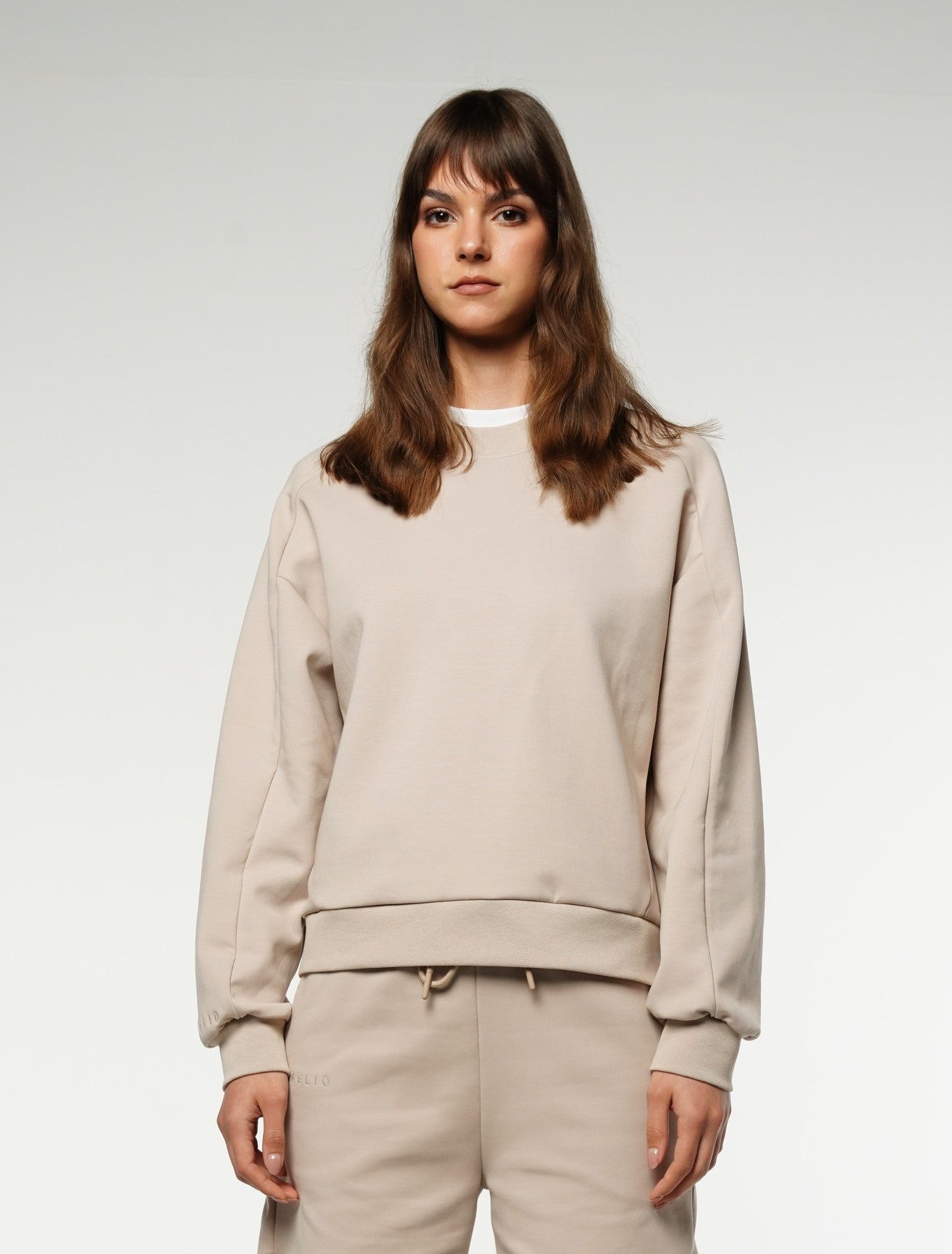 Crewneck Cropped Sweatshirt / Beige