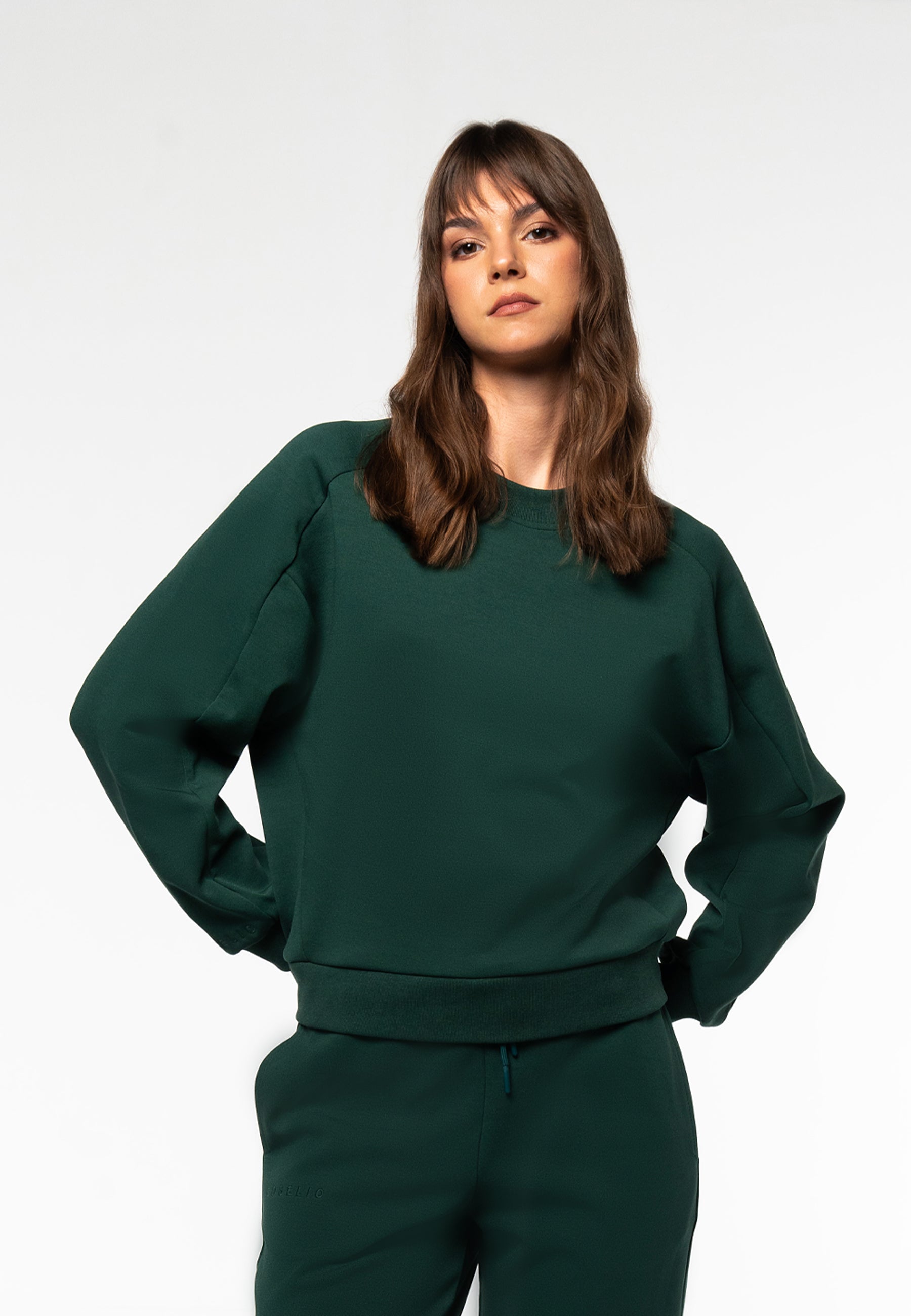 Crewneck Cropped Sweatshirt / Dark Green