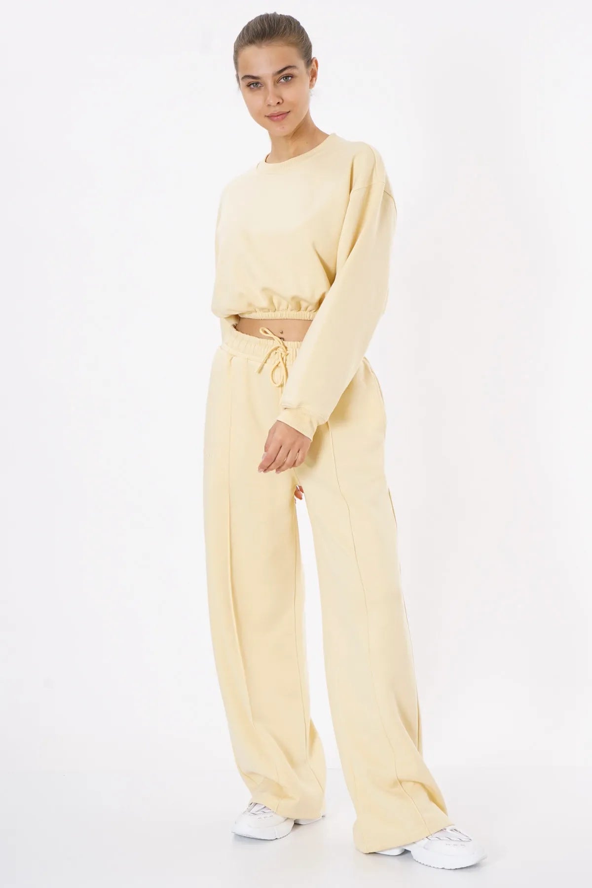Oversized Wide Leg Palazzo Pants / Lemon