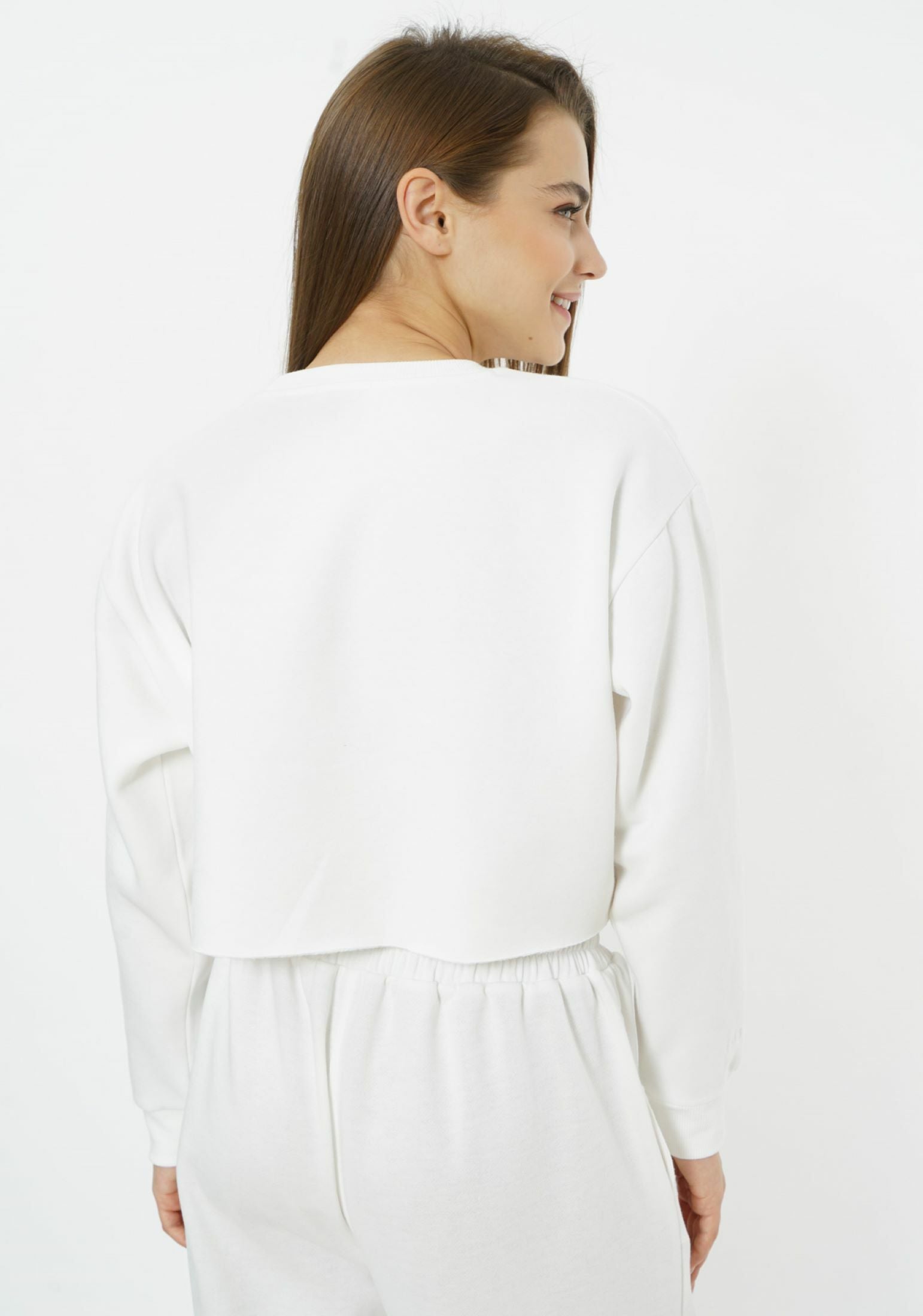 Cropped Crewneck Sweatshirt / White