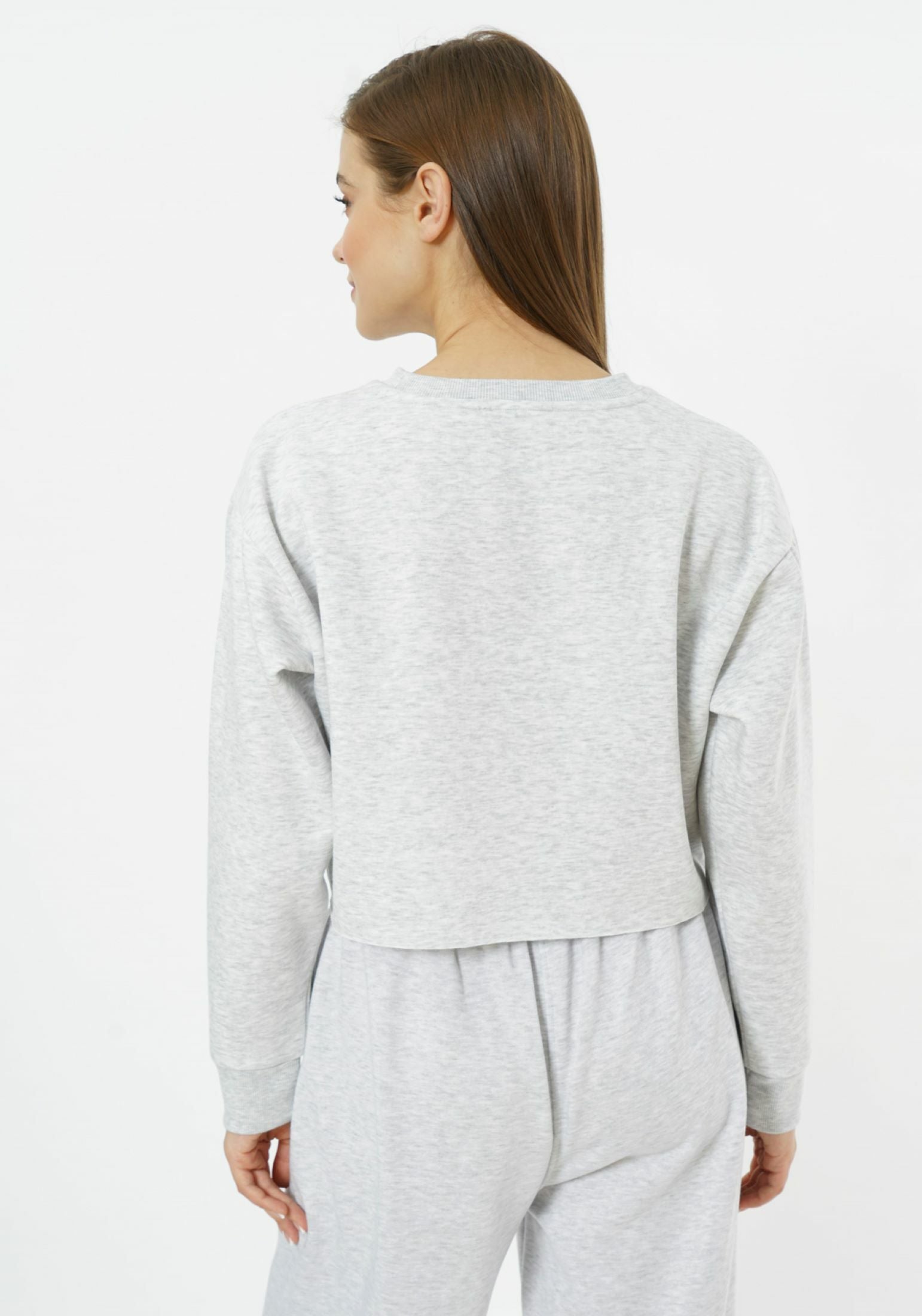 Sudadera corta con cuello redondo Elevate - Gris aireado