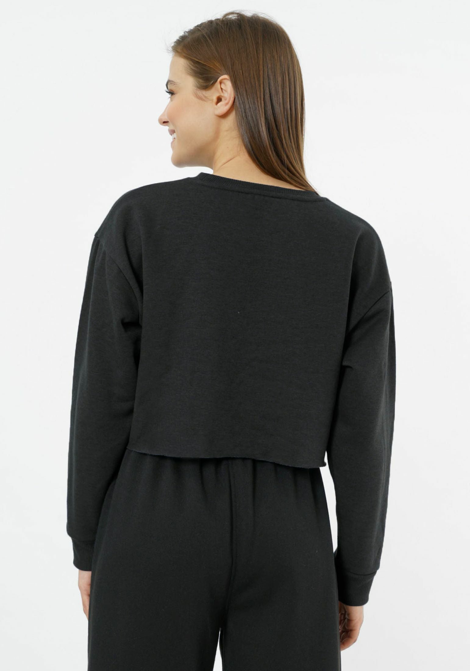 Sudadera corta con cuello redondo Elevate - Gris aireado