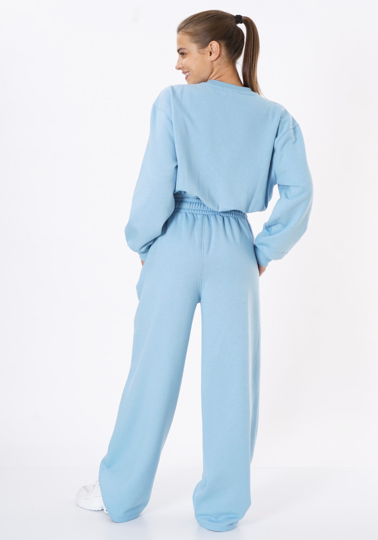 Oversized Wide Leg Palazzo Pants / Ice Blue