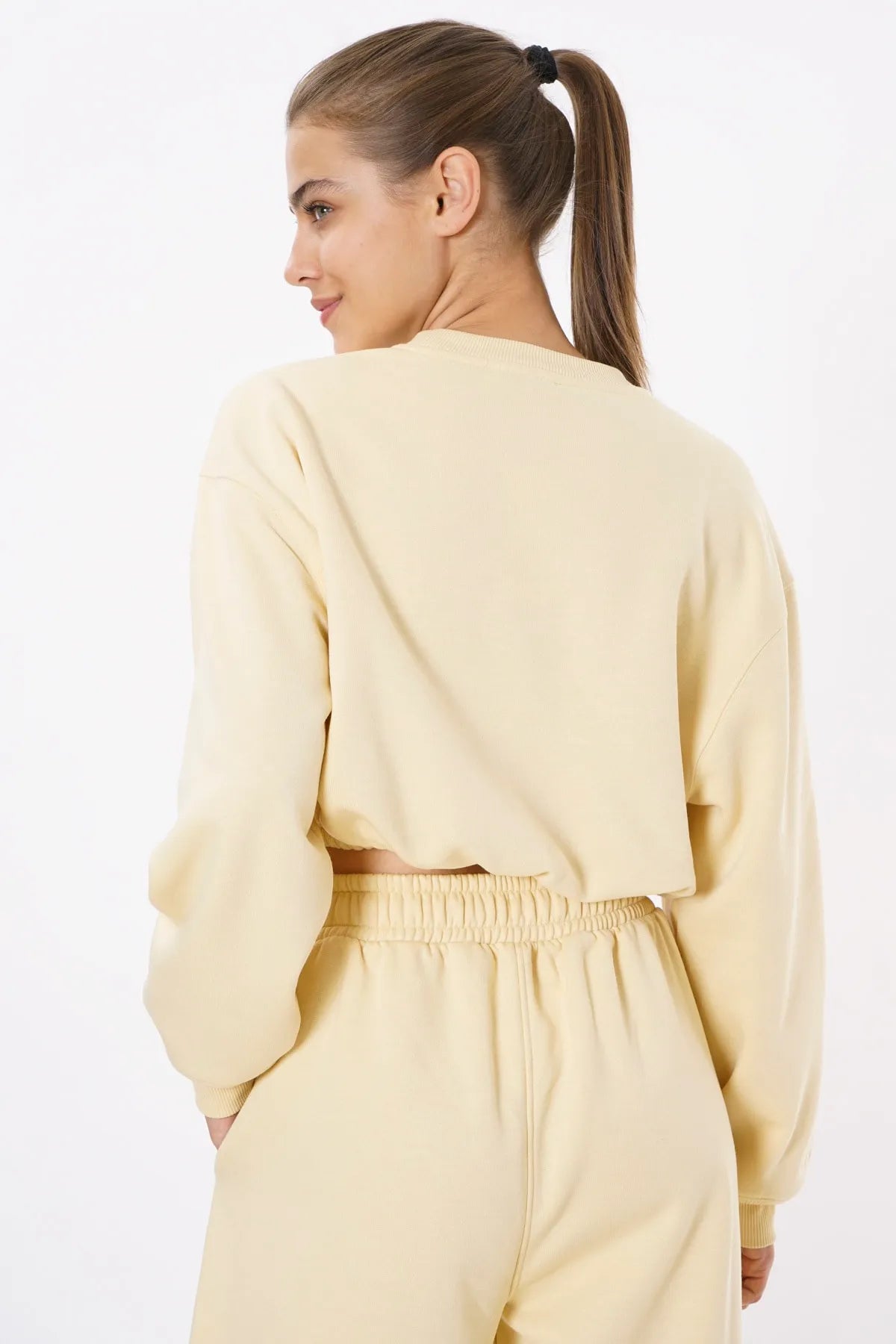 Cropped Crewneck Sweatshirt / Lemon