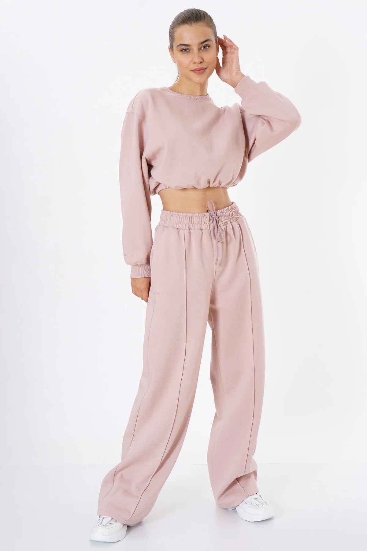 Pantalones palazzo extragrandes de pernera ancha Elevate - Beige cremoso