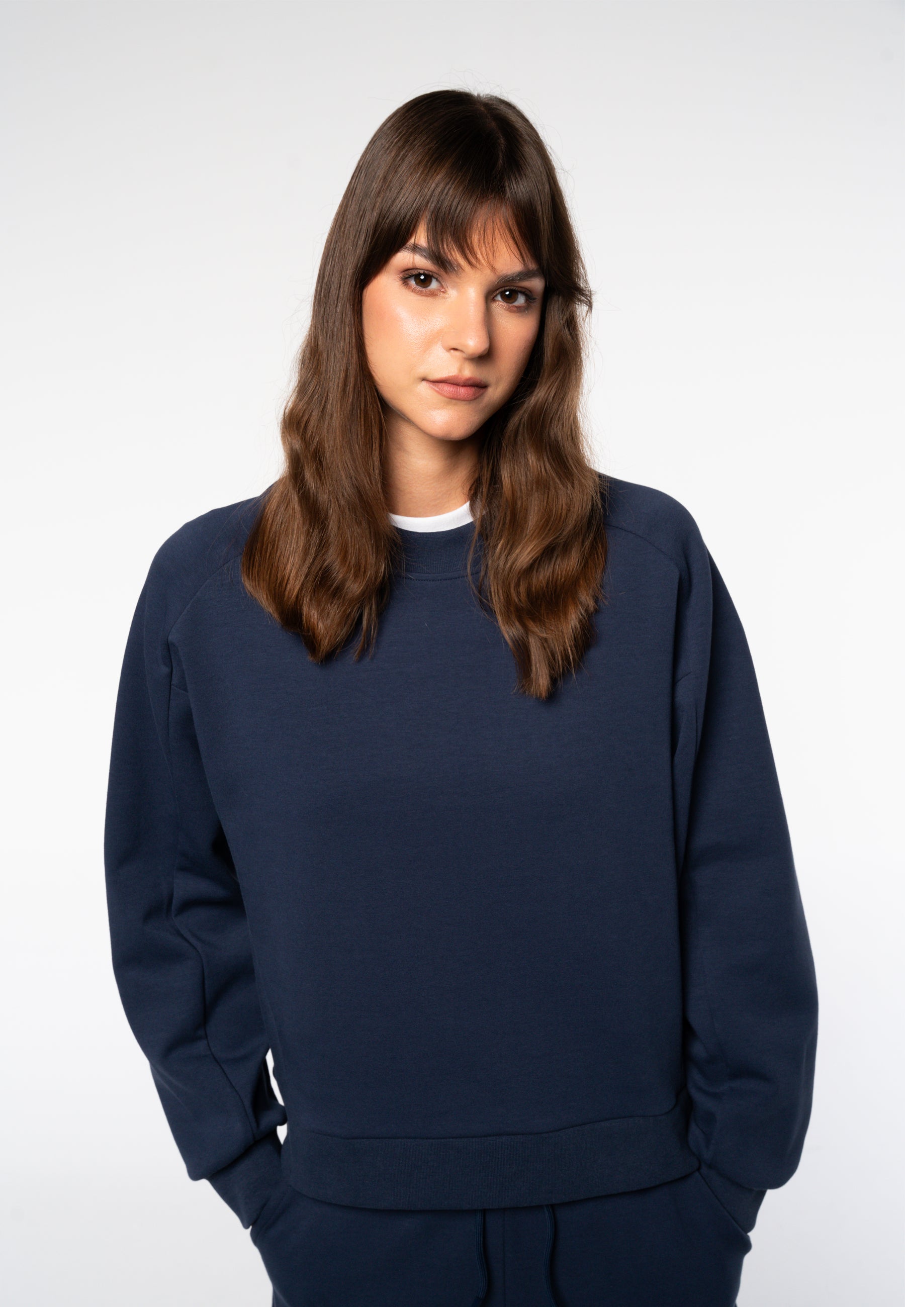 The City Sudadera corta con cuello redondo y ajuste relajado - Azul marino