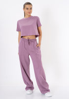 Oversized Wide Leg Palazzo Pants / Plum
