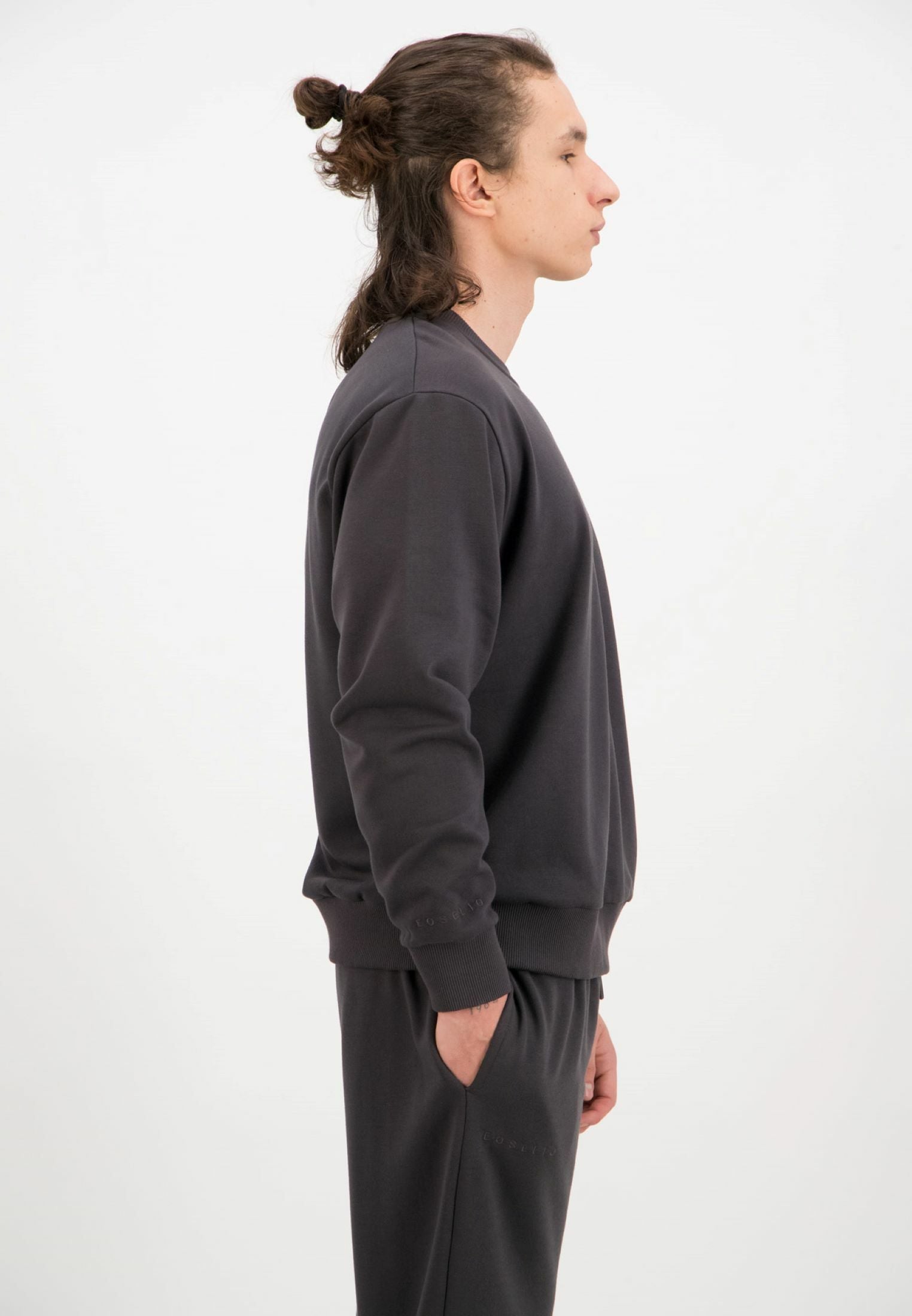 Sudadera extragrande con cuello redondo Elevate - Gris aireado
