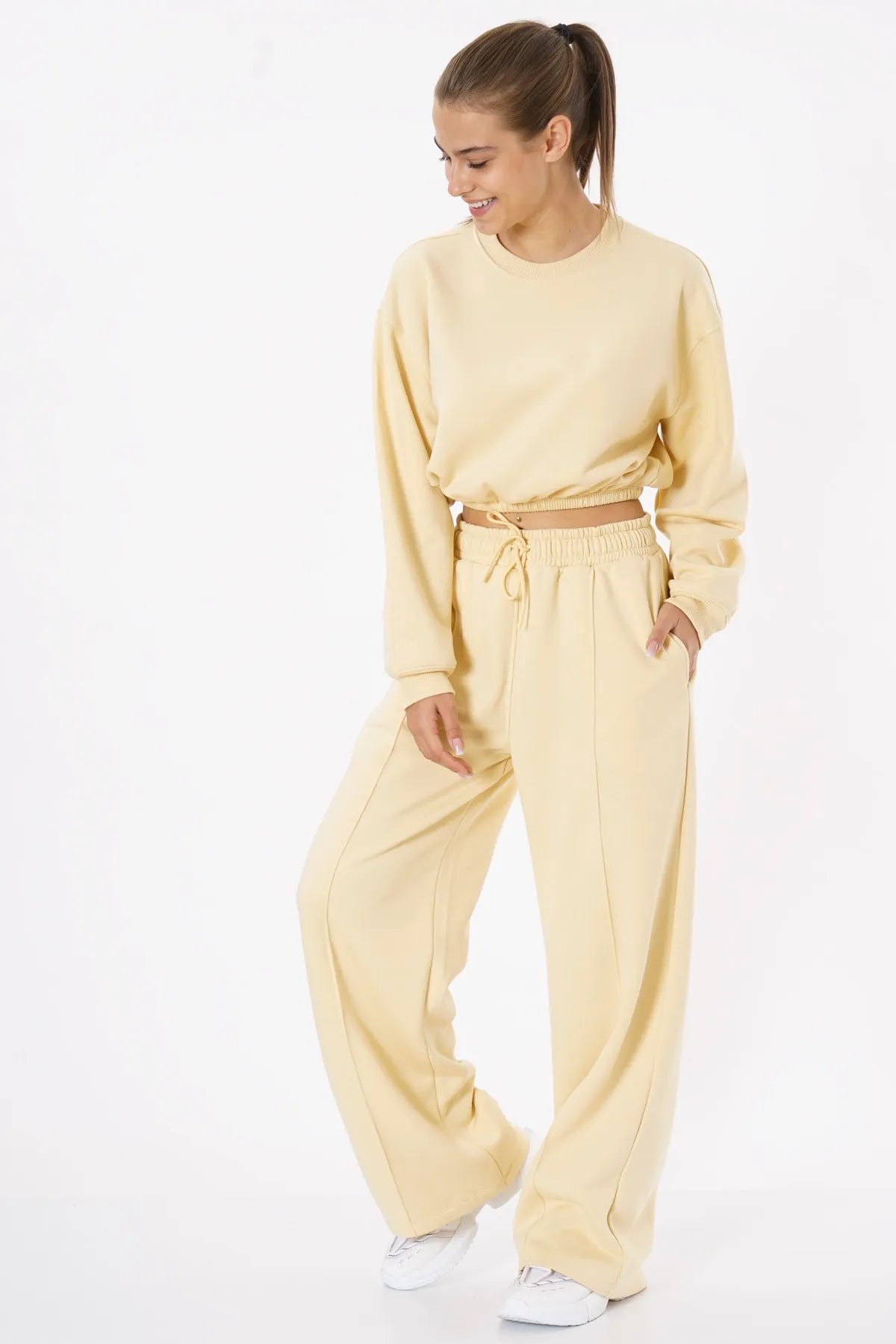 Oversized Wide Leg Palazzo Pants / Lemon