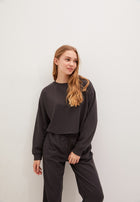 Sudadera corta con cuello redondo Elevate - Gris aireado