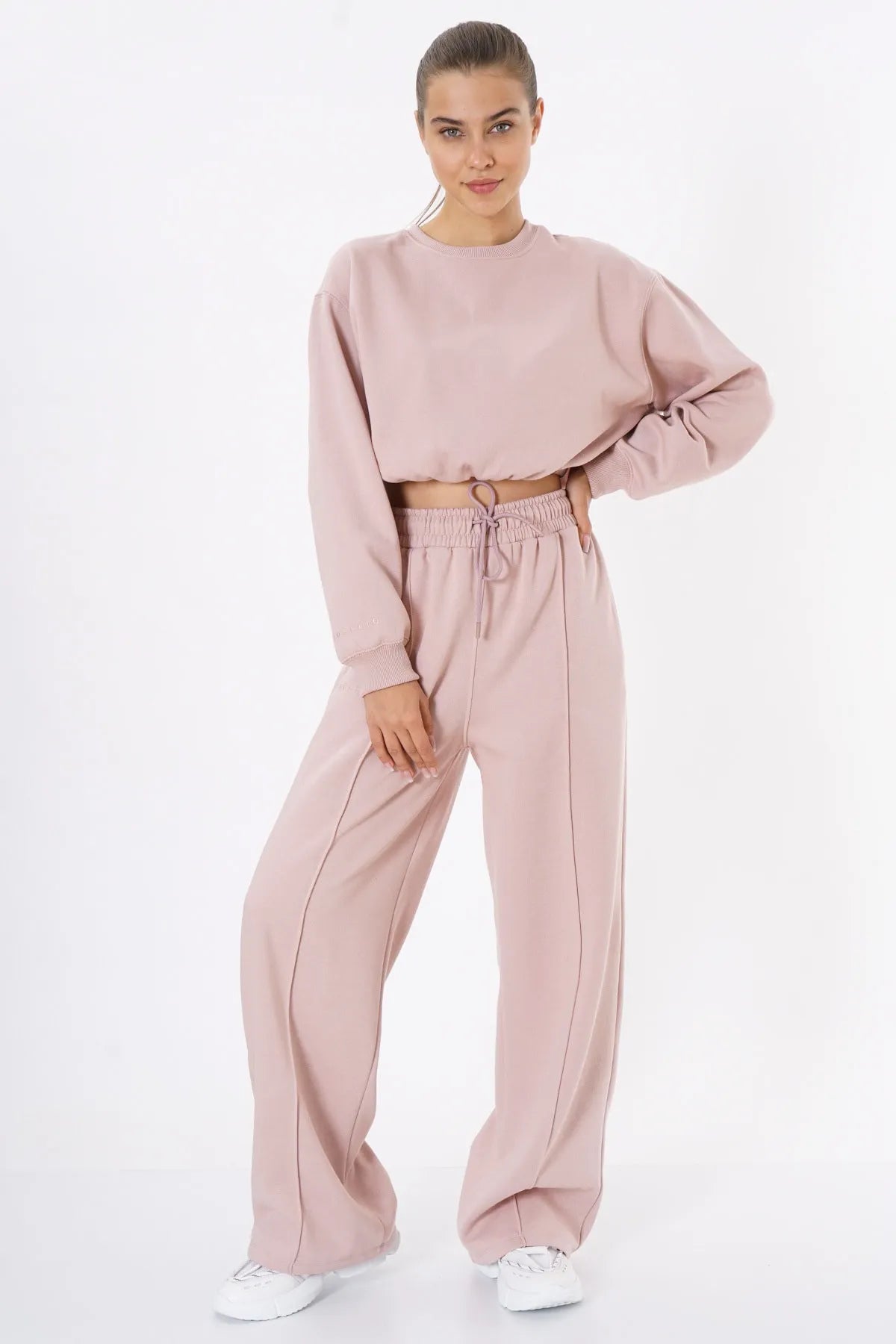 Pantalones palazzo extragrandes de pernera ancha Elevate - Beige cremoso