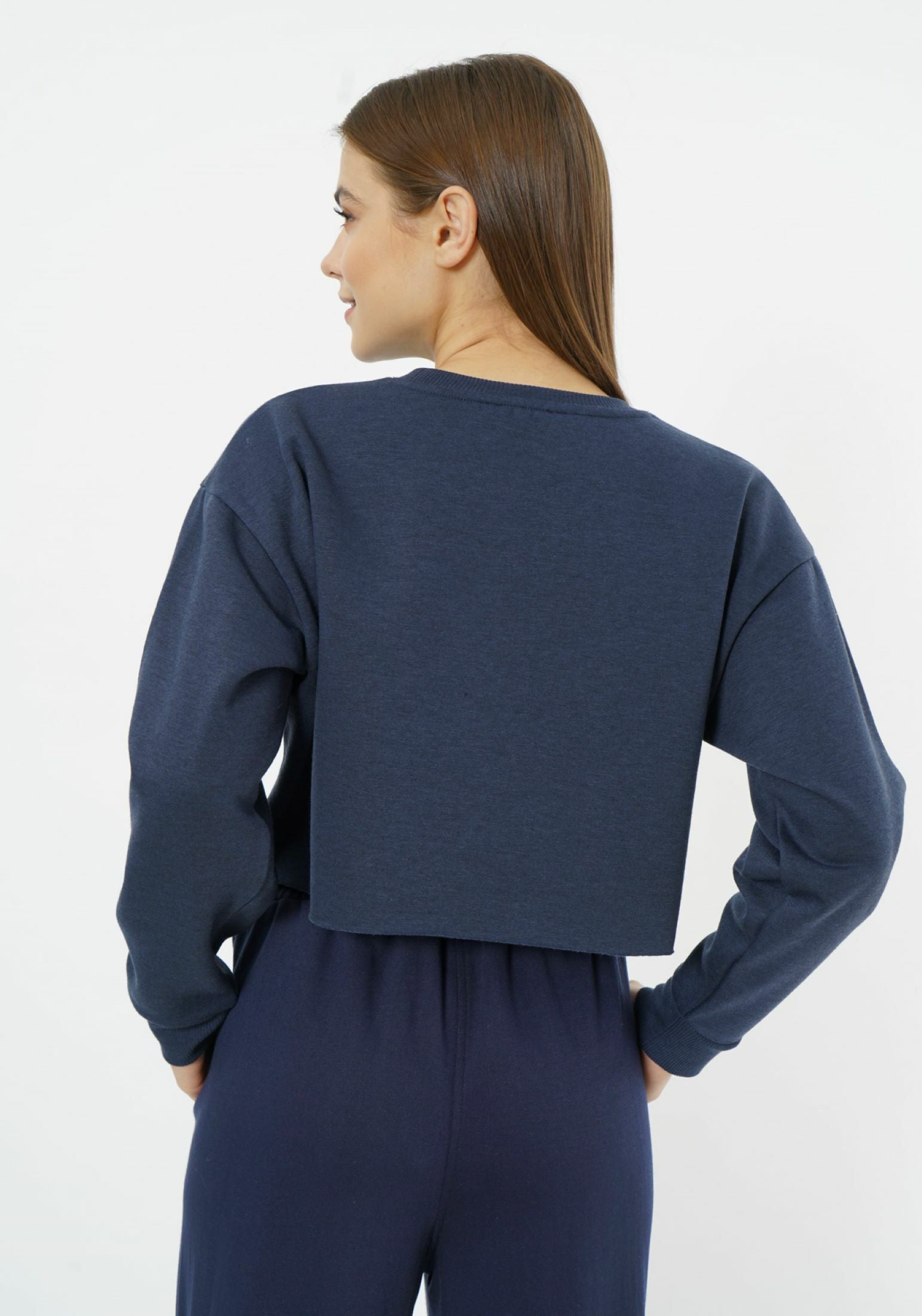 Sudadera corta con cuello redondo Elevate - Gris aireado