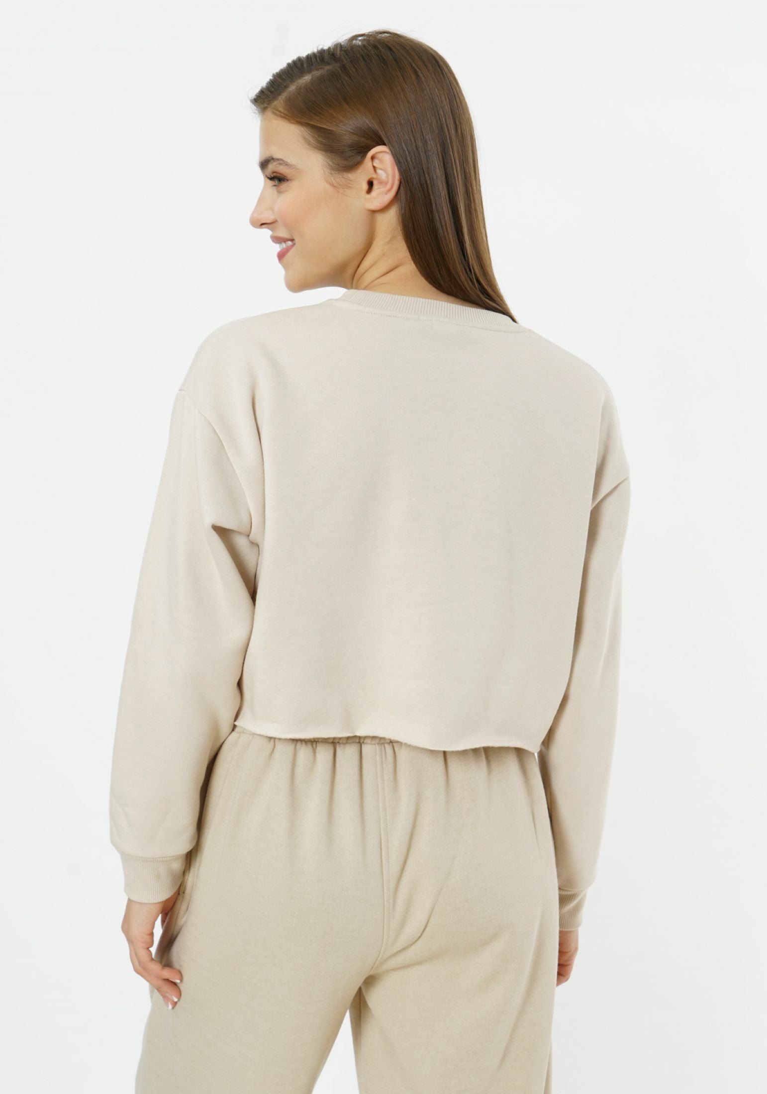 Sudadera corta con cuello redondo Elevate - Gris aireado