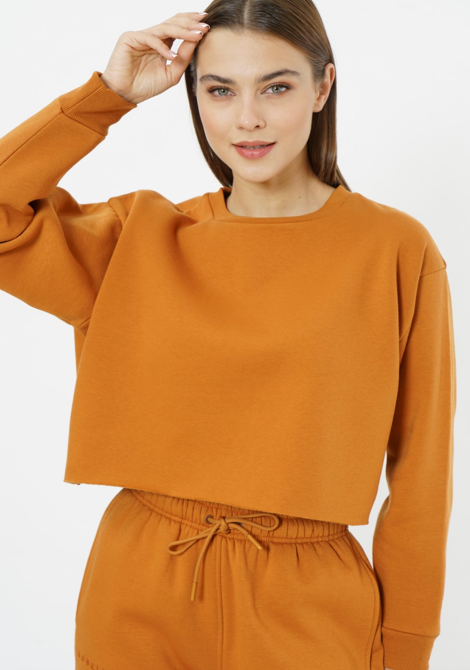 Sudadera corta con cuello redondo Elevate - Gris aireado